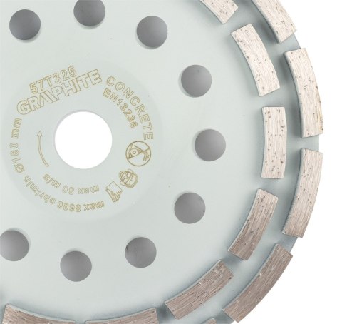 Tarcza diamentowa szlifierska, 2 segmenty, 180 x 22.2 mm, na sucho Tarcza diamentowa szlifierska, 2 segmenty, 180 x 22.2 mm, na sucho