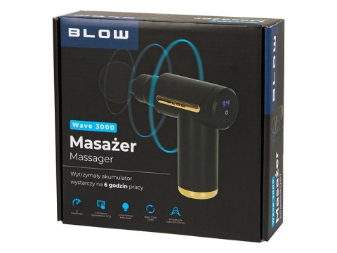 44-349# Pistolet do masażu masażer blow wave 3000 + 4 końcówki 44-349# Pistolet do masażu masażer blow wave 3000 + 4 końcówki