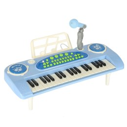 Keyboard dla dzieci pianinko interaktywne organki 37 klawiszy mikrofon statyw niebieskie