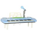 Keyboard dla dzieci pianinko interaktywne organki 37 klawiszy mikrofon statyw niebieskie