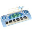 Keyboard dla dzieci pianinko interaktywne organki 37 klawiszy mikrofon statyw niebieskie