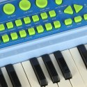 Keyboard dla dzieci pianinko interaktywne organki 37 klawiszy mikrofon statyw niebieskie
