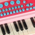 Keyboard dla dzieci pianinko interaktywne organki 37 klawiszy mikrofon statyw różowe