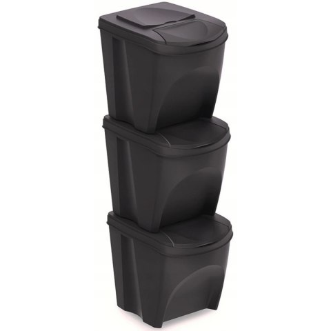 Zestaw koszy do segregacji Sortibox 3x25L antracyt Zestaw koszy do segregacji Sortibox 3x25L antracyt