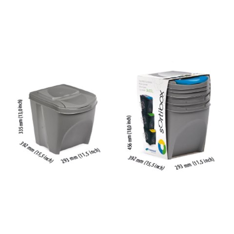 Zestaw koszy do segregacji Sortibox 3x25L antracyt Zestaw koszy do segregacji Sortibox 3x25L antracyt