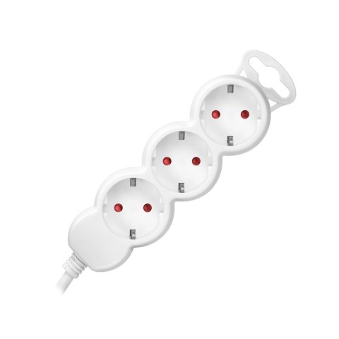 Przedłużacz 3-krotny 2P+Z (Schuko), 5m H05VV-F 3x1,5mm2, Imax=16A, płaska wtyczka, biały Przedłużacz 3-krotny 2P+Z (Schuko), 5m H05VV-F 3x1,5mm2, Imax=16A, płaska wtyczka, biały