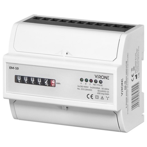 3-fazowy analogowy wskaźnik zużycia energii elektrycznej, 100A, 7 modułów, DIN TH-35mm 3-fazowy analogowy wskaźnik zużycia energii elektrycznej, 100A, 7 modułów, DIN TH-35mm