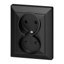Gniazdo podwójne p/t 2x2P Pearl, 16A, 250V, PT-5 P, czarny