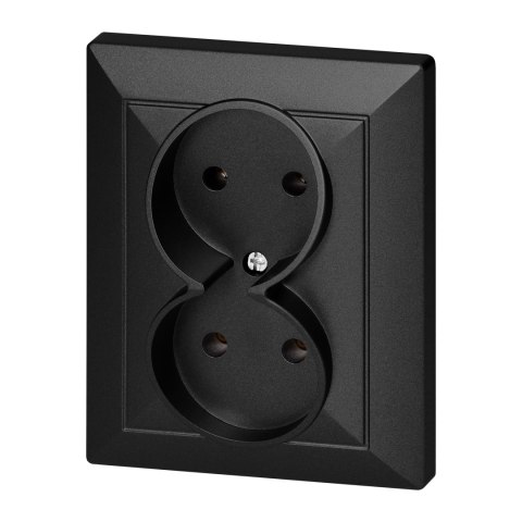 Gniazdo podwójne p/t 2x2P Pearl, 16A, 250V, PT-5 P, czarny Gniazdo podwójne p/t 2x2P Pearl, 16A, 250V, PT-5 P, czarny