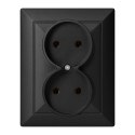 Gniazdo podwójne p/t 2x2P Pearl, 16A, 250V, PT-5 P, czarny