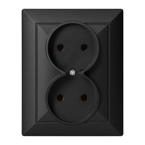 Gniazdo podwójne p/t 2x2P Pearl, 16A, 250V, PT-5 P, czarny Gniazdo podwójne p/t 2x2P Pearl, 16A, 250V, PT-5 P, czarny