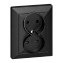 Gniazdo podwójne p/t 2x2P Pearl, 16A, 250V, PT-5 P, czarny
