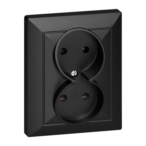 Gniazdo podwójne p/t 2x2P Pearl, 16A, 250V, PT-5 P, czarny Gniazdo podwójne p/t 2x2P Pearl, 16A, 250V, PT-5 P, czarny