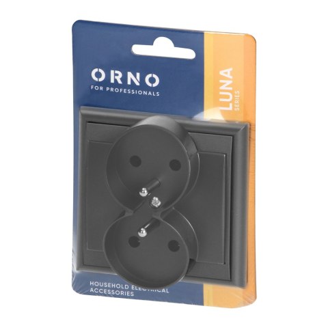Gniazdo podwójne p/t 2x2P+Z Luna, 16A, 250V, PT-6LR, czarny Gniazdo podwójne p/t 2x2P+Z Luna, 16A, 250V, PT-6LR, czarny