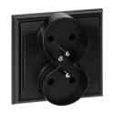 Gniazdo podwójne p/t 2x2P+Z Luna, 16A, 250V, PT-6LR, czarny