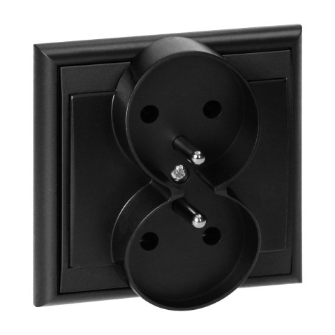 Gniazdo podwójne p/t 2x2P+Z Luna, 16A, 250V, PT-6LR, czarny Gniazdo podwójne p/t 2x2P+Z Luna, 16A, 250V, PT-6LR, czarny
