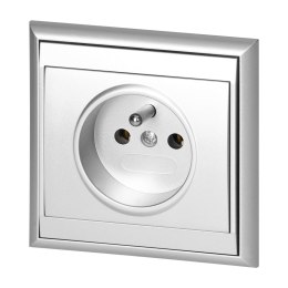 Gniazdo pojedyncze p/t 2P+Z Luna, 16A, 250V, PT-16L, srebrny
