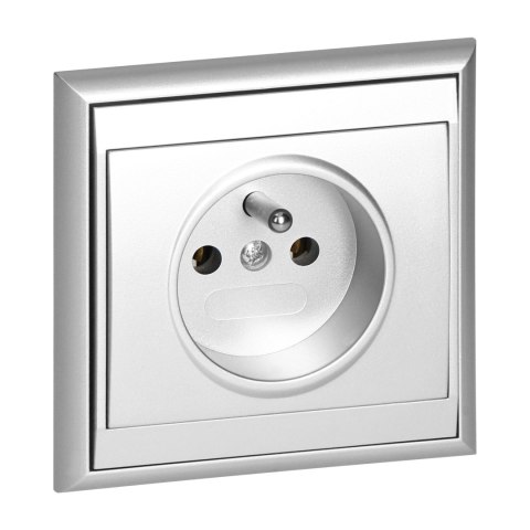 Gniazdo pojedyncze p/t 2P+Z Luna, 16A, 250V, PT-16L, srebrny Gniazdo pojedyncze p/t 2P+Z Luna, 16A, 250V, PT-16L, srebrny