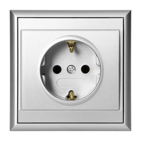Gniazdo pojedyncze p/t 2P+Z, Schuko Luna, 16A, 250V, PT-17L, srebrny Gniazdo pojedyncze p/t 2P+Z, Schuko Luna, 16A, 250V, PT-17L, srebrny