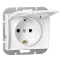 Gniazdo pojedyncze p/t 2P+Z Schuko bryzgoszczelne z klapką Onyx, 16A, 250V, PT-17OH, biały Gniazdo pojedyncze p/t 2P+Z Schuko bryzgoszczelne z klapką Onyx, 16A, 250V, PT-17OH, biały