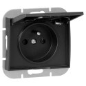 Gniazdo pojedyncze p/t 2P+Z bryzgoszczelne z klapką Onyx, 16A, 250V, PT-16OH, czarny Gniazdo pojedyncze p/t 2P+Z bryzgoszczelne z klapką Onyx, 16A, 250V, PT-16OH, czarny