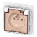 Gniazdo pojedyncze p/t 2P+Z bryzgoszczelnie z klapką Pearl, 16A, 250V, PT-16PHL, biały