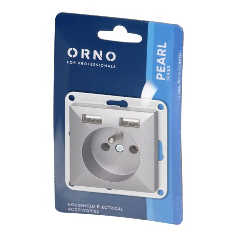 Gniazdo pojedyncze p/t 2P+Z z ładowarką Pearl, 16A, 250V, PT-16P/USB, antracyt Gniazdo pojedyncze p/t 2P+Z z ładowarką Pearl, 16A, 250V, PT-16P/USB, antracyt