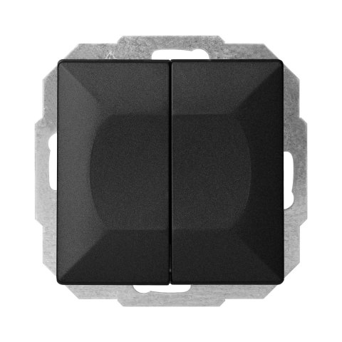 Łącznik p/t schodowy podwójny Pearl, 10A, 250V, WP-2/5P, czarny Łącznik p/t schodowy podwójny Pearl, 10A, 250V, WP-2/5P, czarny