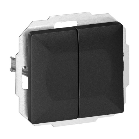 Łącznik p/t schodowy podwójny Pearl, 10A, 250V, WP-2/5P, czarny Łącznik p/t schodowy podwójny Pearl, 10A, 250V, WP-2/5P, czarny