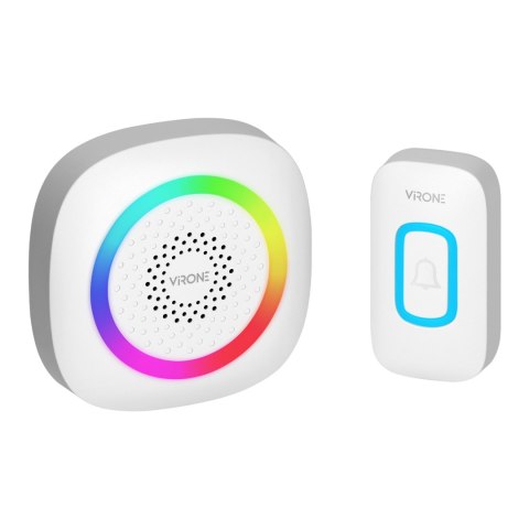 PELA AC, dzwonek bezprzewodowy sieciowy, learning system, 60 dźwięków, LED RGB, 300m, biały PELA AC, dzwonek bezprzewodowy sieciowy, learning system, 60 dźwięków, LED RGB, 300m, biały