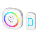 PELA AC, dzwonek bezprzewodowy sieciowy, learning system, 60 dźwięków, LED RGB, 300m, biały PELA AC, dzwonek bezprzewodowy sieciowy, learning system, 60 dźwięków, LED RGB, 300m, biały
