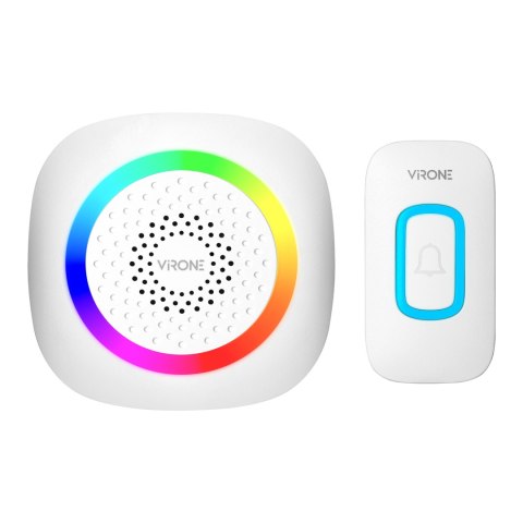 PELA AC, dzwonek bezprzewodowy sieciowy, learning system, 60 dźwięków, LED RGB, 300m, biały PELA AC, dzwonek bezprzewodowy sieciowy, learning system, 60 dźwięków, LED RGB, 300m, biały