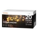 Solarna girlanda oświetleniowa - 1 sznur 20 m (20 opraw) + 20 żarówek LED 0,1W E27, 3000K + 1 żarówka gratis