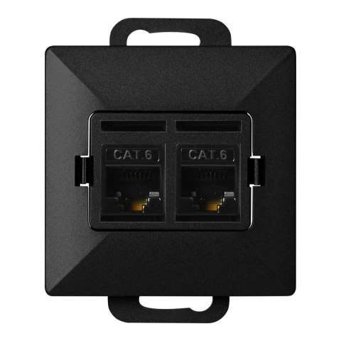 Gniazdo 2xRJ45 Cat5 Pearl, RJ45-5CAT/P2, czarny Gniazdo 2xRJ45 Cat5 Pearl, RJ45-5CAT/P2, czarny