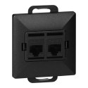 Gniazdo 2xRJ45 Cat5 Pearl, RJ45-5CAT/P2, czarny