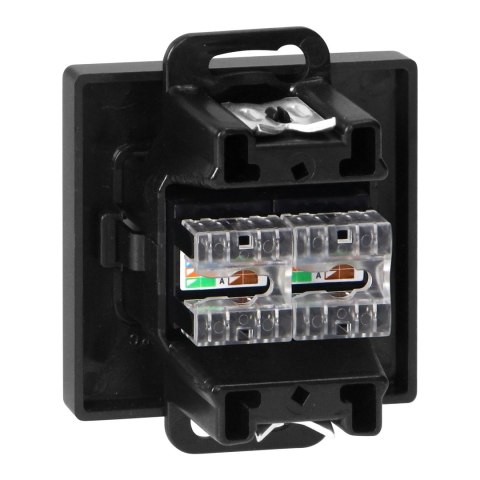 Gniazdo 2xRJ45 Cat5 Pearl, RJ45-5CAT/P2, czarny Gniazdo 2xRJ45 Cat5 Pearl, RJ45-5CAT/P2, czarny