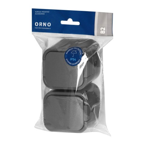 Gniazdo podwójne n/t 2P+Z, Schuko, bryzgoszczelne z klapką B2, IP54, NT-7B2, szary Gniazdo podwójne n/t 2P+Z, Schuko, bryzgoszczelne z klapką B2, IP54, NT-7B2, szary