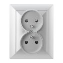 Gniazdo podwójne p/t 2x2P+Z Pearl, 16A, 250V, PT-6 P, srebrny