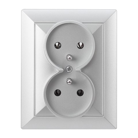 Gniazdo podwójne p/t 2x2P+Z Pearl, 16A, 250V, PT-6 P, srebrny Gniazdo podwójne p/t 2x2P+Z Pearl, 16A, 250V, PT-6 P, srebrny