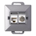 Gniazdo pojed. typu F + Gniazdo 1xRJ45 Cat6 Pearl, TV/F+RJ45/P, antracyt Gniazdo pojed. typu F + Gniazdo 1xRJ45 Cat6 Pearl, TV/F+RJ45/P, antracyt