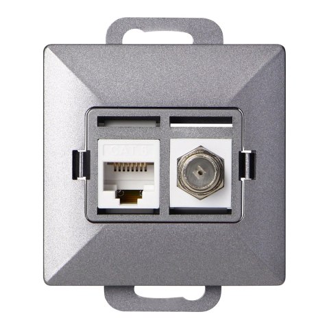 Gniazdo pojed. typu F + Gniazdo 1xRJ45 Cat6 Pearl, TV/F+RJ45/P, antracyt Gniazdo pojed. typu F + Gniazdo 1xRJ45 Cat6 Pearl, TV/F+RJ45/P, antracyt
