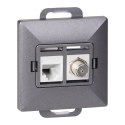 Gniazdo pojed. typu F + Gniazdo 1xRJ45 Cat6 Pearl, TV/F+RJ45/P, antracyt Gniazdo pojed. typu F + Gniazdo 1xRJ45 Cat6 Pearl, TV/F+RJ45/P, antracyt