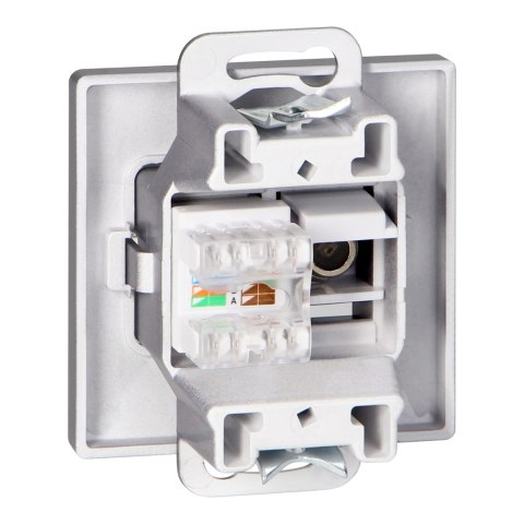 Gniazdo pojed. typu F + Gniazdo 1xRJ45 Cat6 Pearl, TV/F+RJ45/P, antracyt Gniazdo pojed. typu F + Gniazdo 1xRJ45 Cat6 Pearl, TV/F+RJ45/P, antracyt