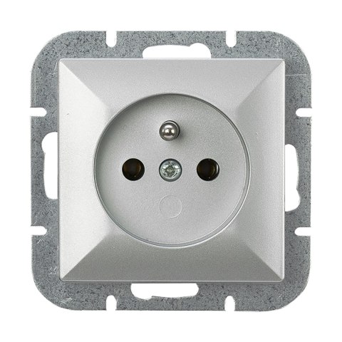 Gniazdo pojedyncze p/t 2P+Z Pearl, 16A, 250V, PT-16P, srebrny Gniazdo pojedyncze p/t 2P+Z Pearl, 16A, 250V, PT-16P, srebrny