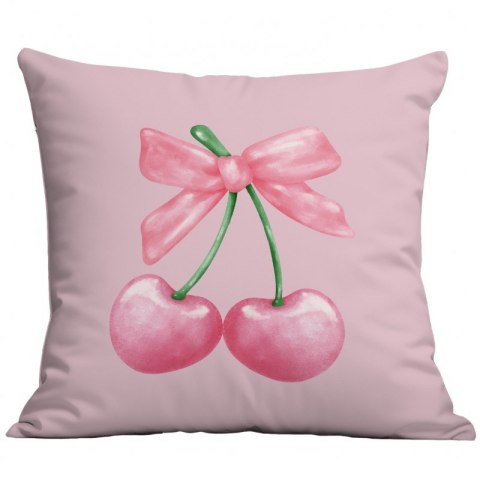 Lniana poszewka na poduszkę 45 x 45 cm KOKARDA różowa POD231