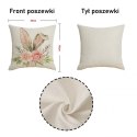 Lniana poszewka na poduszkę 45 x 45 cm biała, KOKARDKI różowe POD230
