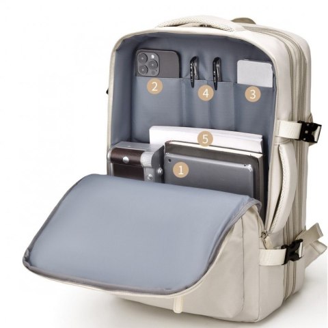 Plecak podróżny, kabinowy do samolotu, wodoodporny z USB, 44x30x16/26cm PL172