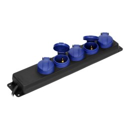Przedłużacz warsztatowy bryzgoszczelny IP44, 5 gniazd 2P+Z IP44, schuko, przewód gumowy, H05RR-F 3x1,5mm?, długość 3m