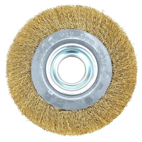 Szczotka druciana tarczowa 150 x 32 mm, drut karbowany, mosiądzowany Szczotka druciana tarczowa 150 x 32 mm, drut karbowany, mosiądzowany