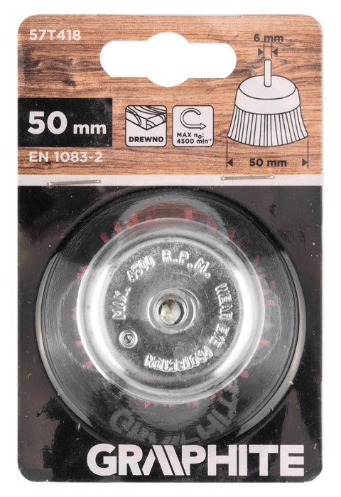Szczotka nylonowa doczołowa 50 mm, z trzpieniem 6 mm Szczotka nylonowa doczołowa 50 mm, z trzpieniem 6 mm